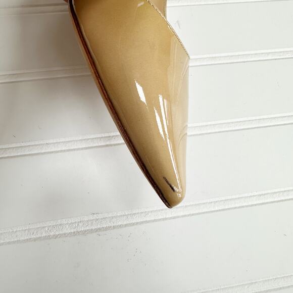 Jimmy Choo Anouk Kitten Heel Pumps Patent Leather Nude Tan Pointed Toe - Picture 11 of 12